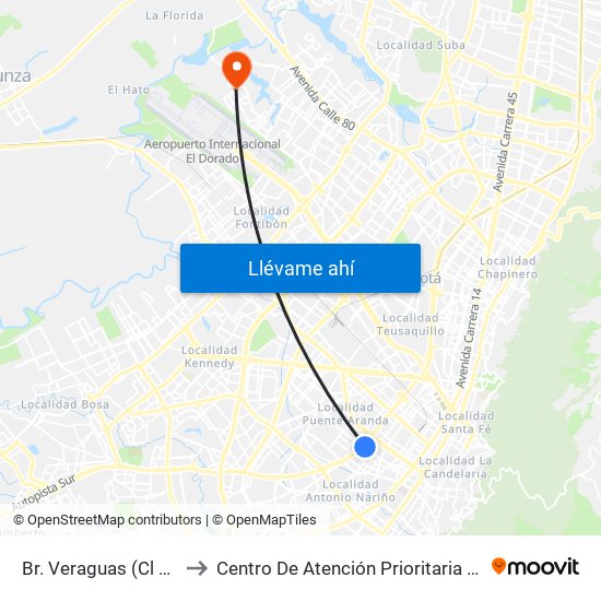 Br. Veraguas (Cl 3 - Kr 29a) to Centro De Atención Prioritaria En Salud Emaus map