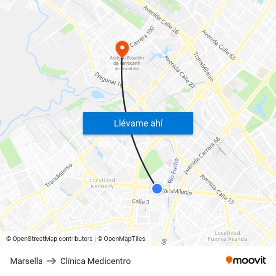 Marsella to Clínica Medicentro map