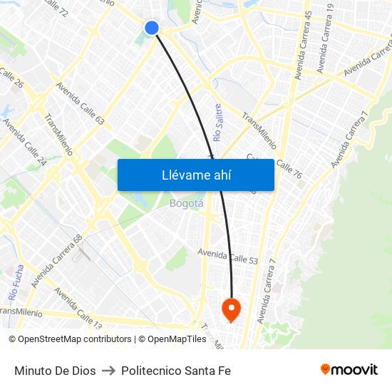 Minuto De Dios to Politecnico Santa Fe map