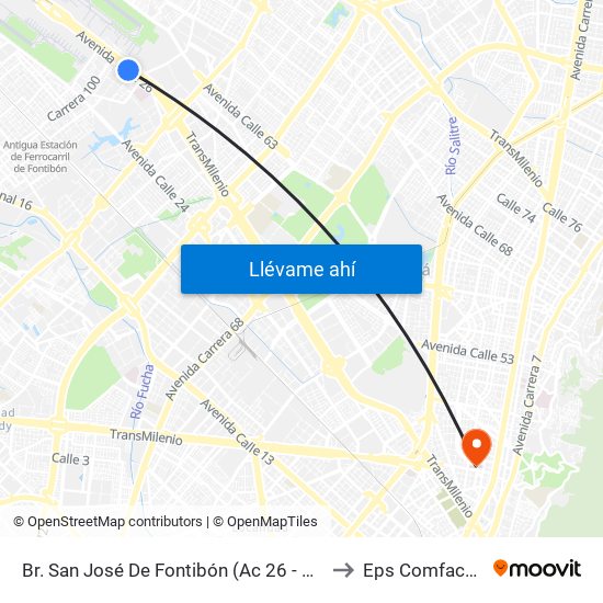 Br. San José De Fontibón (Ac 26 - Kr 96a) to Eps Comfacundi map