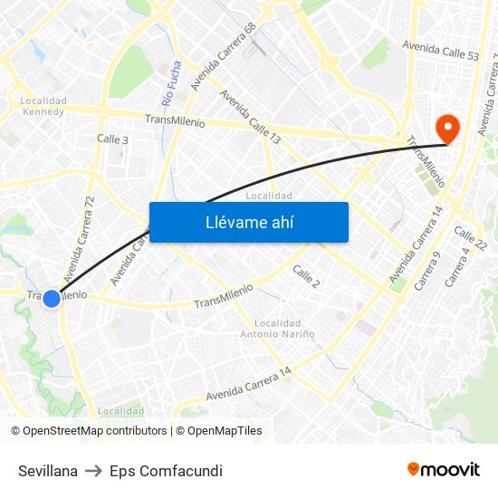 Sevillana to Eps Comfacundi map