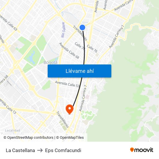 La Castellana to Eps Comfacundi map