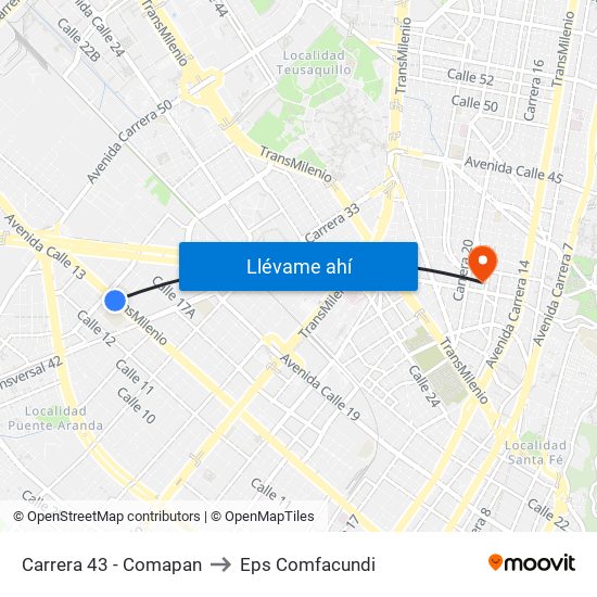 Carrera 43 - Comapan to Eps Comfacundi map