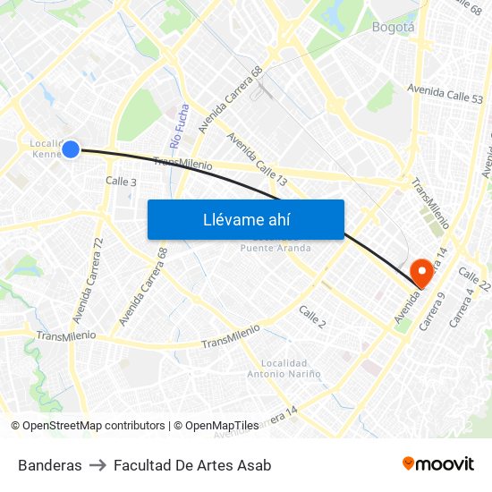 Banderas to Facultad De Artes Asab map