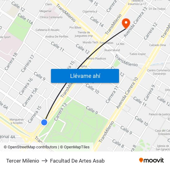 Tercer Milenio to Facultad De Artes Asab map