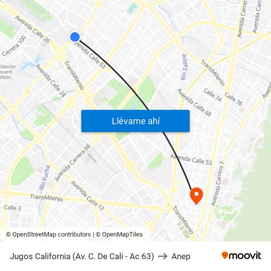 Jugos California (Av. C. De Cali - Ac 63) to Anep map