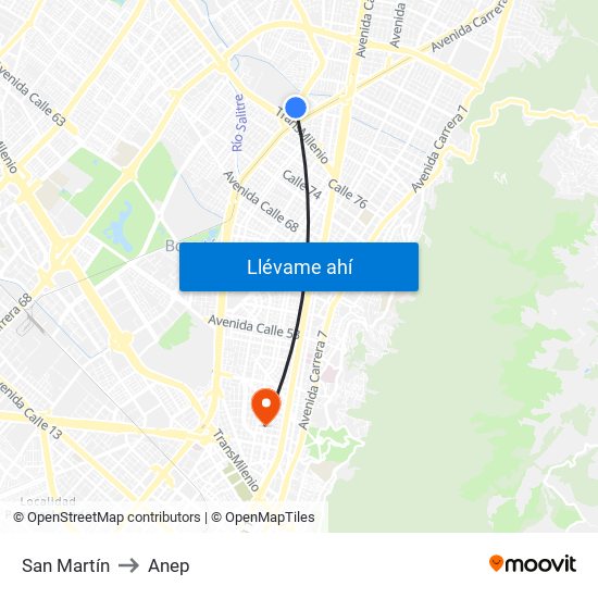 San Martín to Anep map