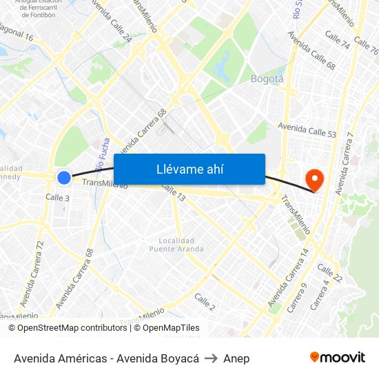 Avenida Américas - Avenida Boyacá to Anep map