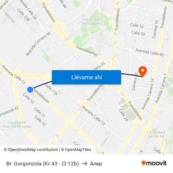 Br. Gorgonzola (Kr 43 - Cl 12b) to Anep map