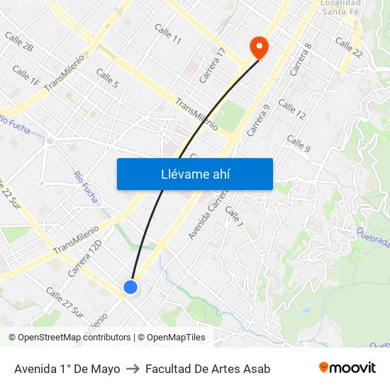 Avenida 1° De Mayo to Facultad De Artes Asab map