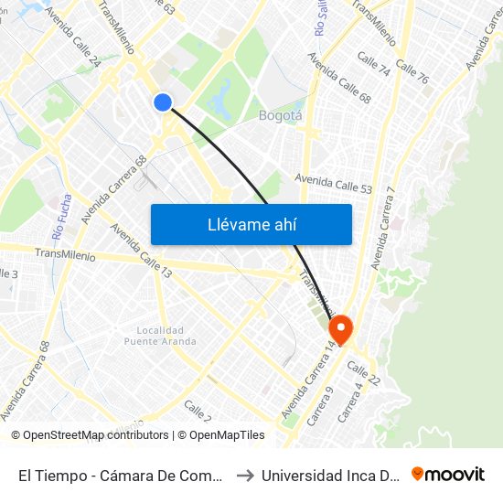 El Tiempo - Cámara De Comercio De Bogotá to Universidad Inca De Colombia map