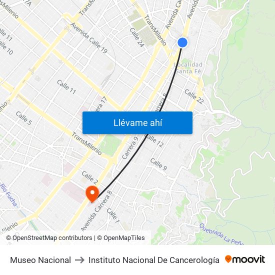 Museo Nacional to Instituto Nacional De Cancerología map