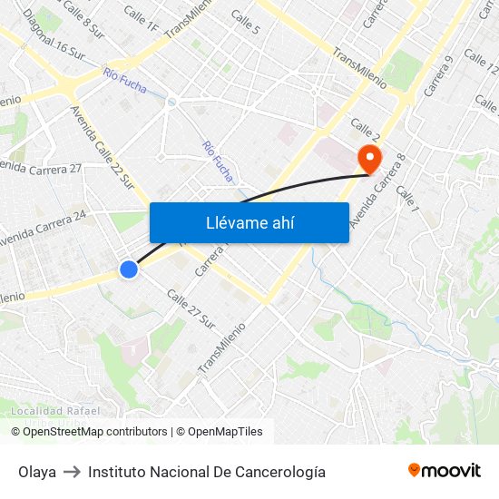 Olaya to Instituto Nacional De Cancerología map