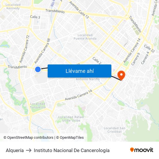 Alquería to Instituto Nacional De Cancerología map