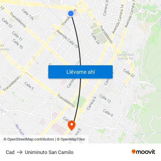 Cad to Uniminuto San Camilo map