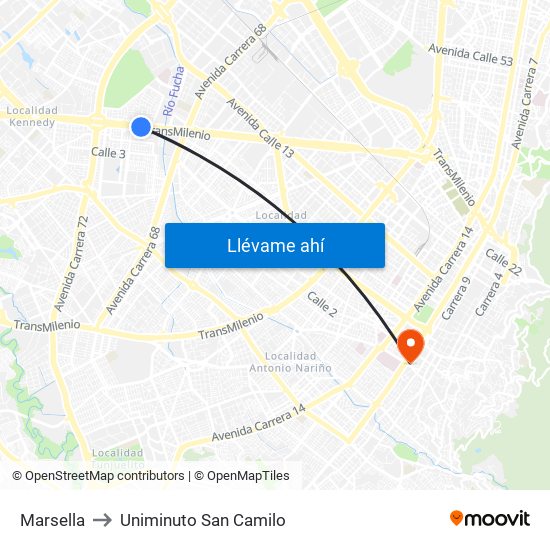 Marsella to Uniminuto San Camilo map