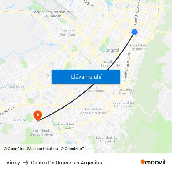 Virrey to Centro De Urgencias Argenitna map