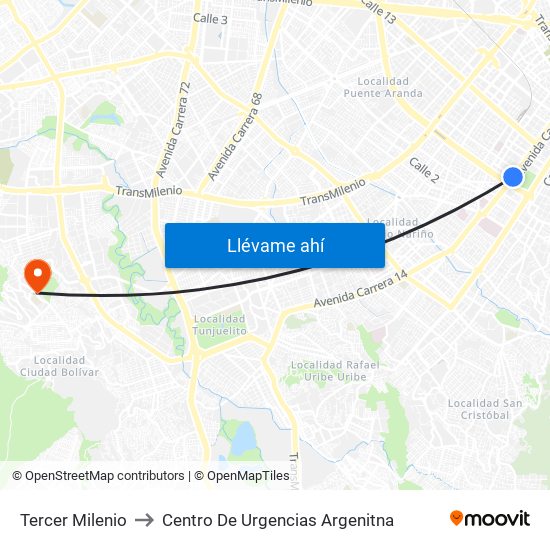 Tercer Milenio to Centro De Urgencias Argenitna map