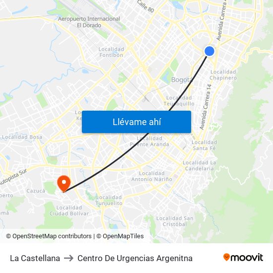 La Castellana to Centro De Urgencias Argenitna map