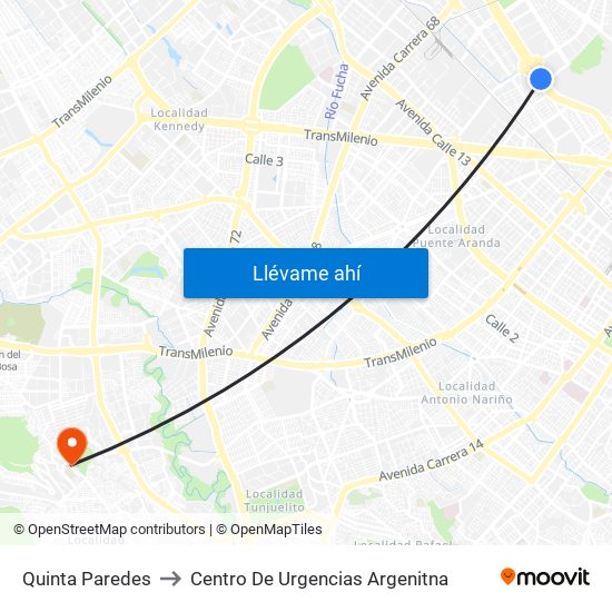 Quinta Paredes to Centro De Urgencias Argenitna map