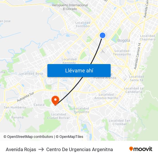 Avenida Rojas to Centro De Urgencias Argenitna map