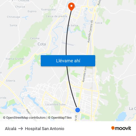 Alcalá to Hospital San Antonio map