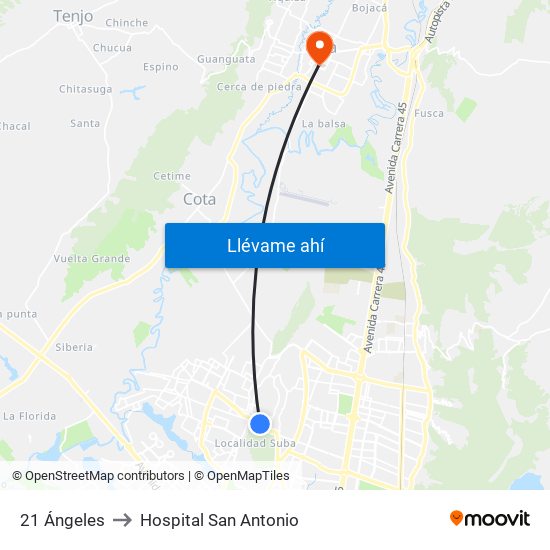 21 Ángeles to Hospital San Antonio map