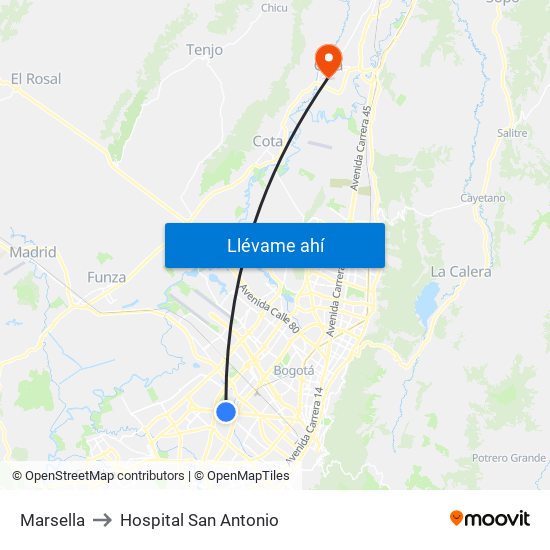 Marsella to Hospital San Antonio map