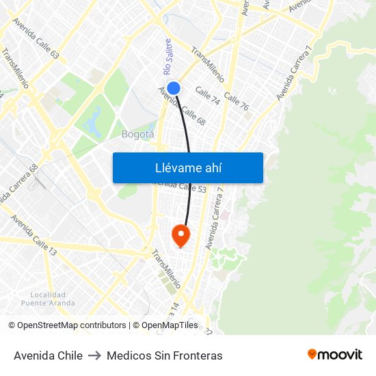 Avenida Chile to Medicos Sin Fronteras map