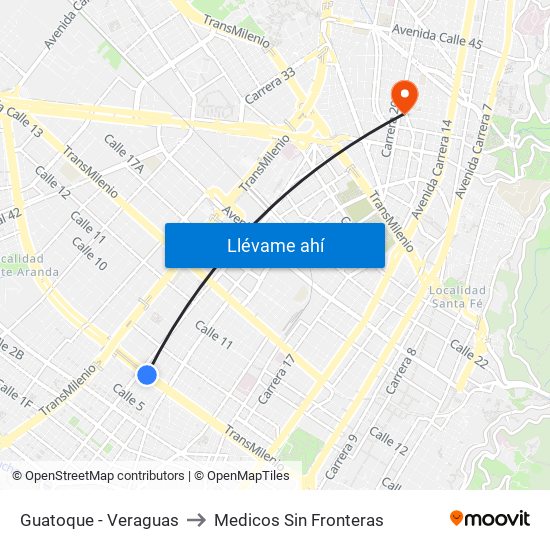 Guatoque - Veraguas to Medicos Sin Fronteras map