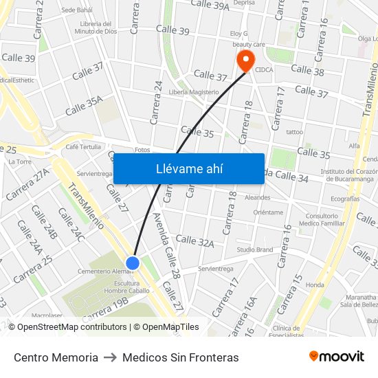 Centro Memoria to Medicos Sin Fronteras map