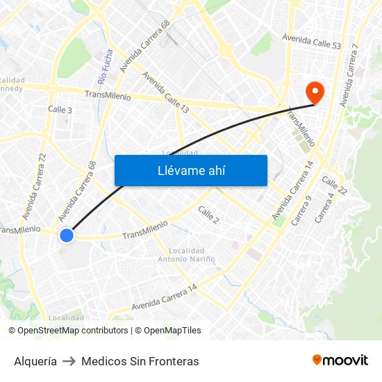 Alquería to Medicos Sin Fronteras map