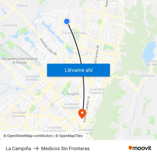 La Campiña to Medicos Sin Fronteras map