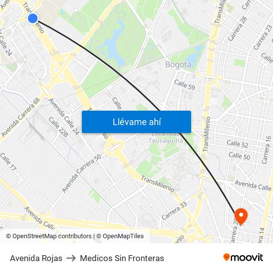 Avenida Rojas to Medicos Sin Fronteras map