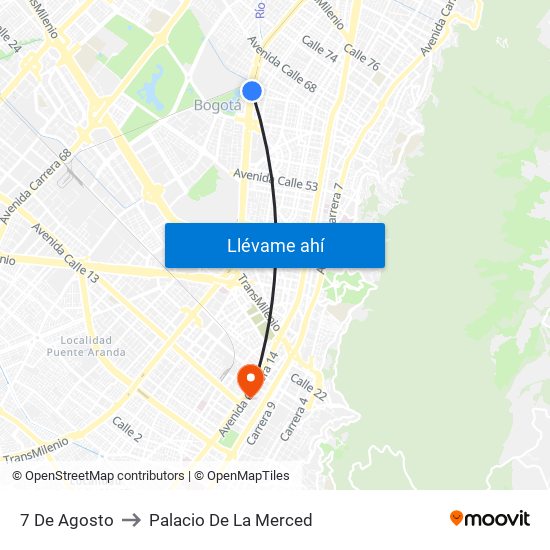 7 De Agosto to Palacio De La Merced map