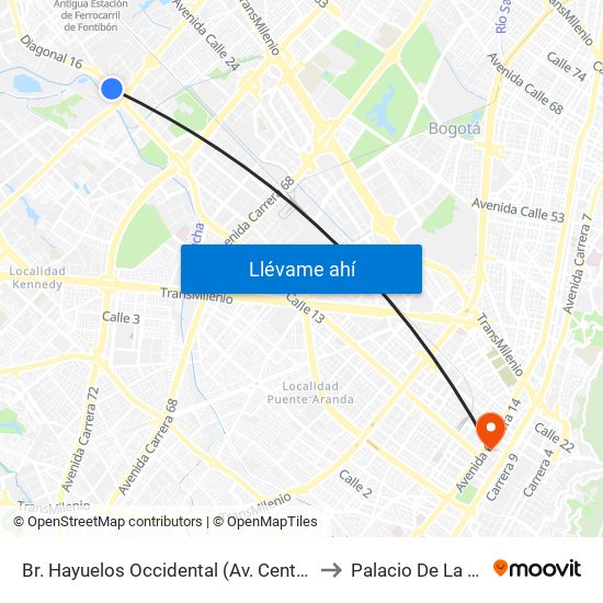 Br. Hayuelos Occidental (Av. Centenario - Kr 87) to Palacio De La Merced map