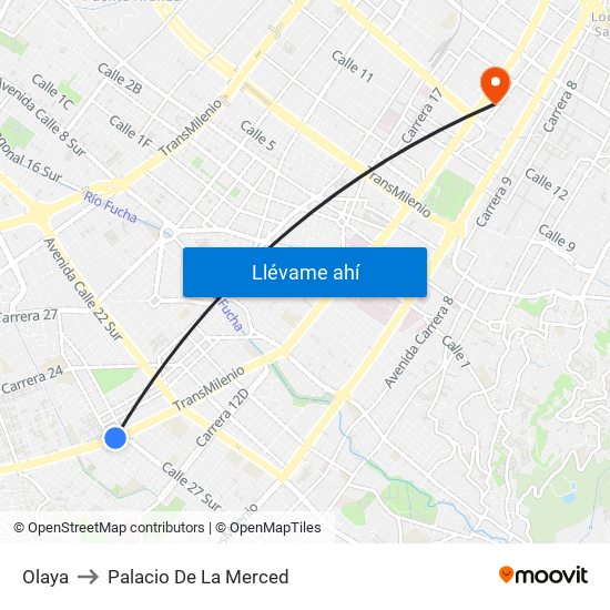 Olaya to Palacio De La Merced map