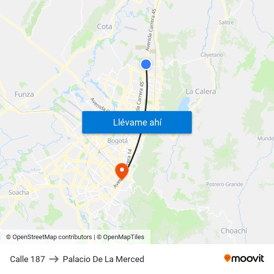 Calle 187 to Palacio De La Merced map