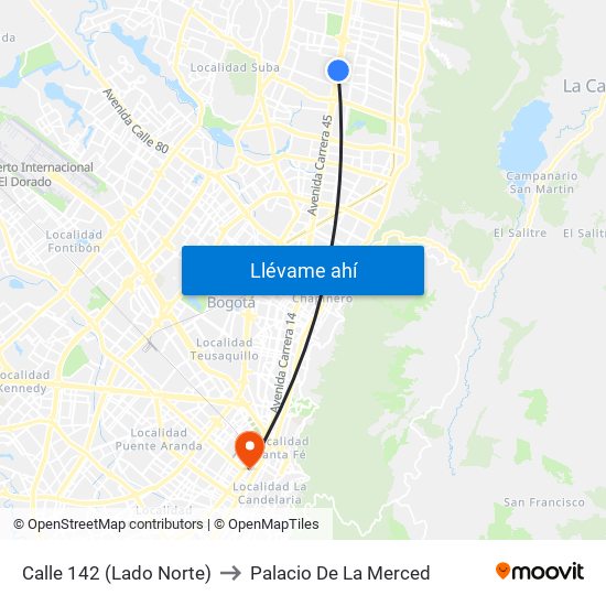 Calle 142 (Lado Norte) to Palacio De La Merced map