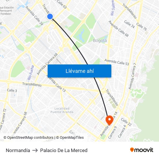 Normandía to Palacio De La Merced map