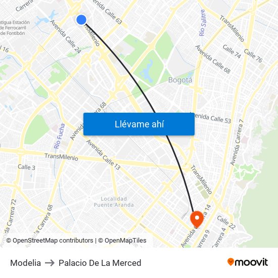 Modelia to Palacio De La Merced map