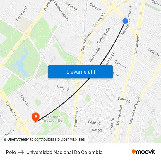 Polo to Universidad Nacional De Colombia map