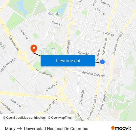 Marly to Universidad Nacional De Colombia map