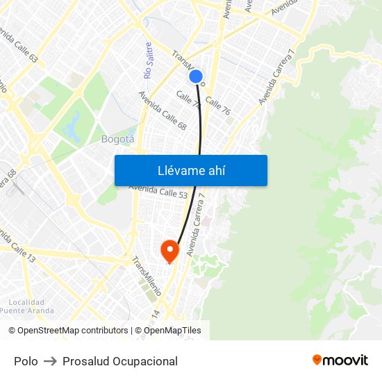 Polo to Prosalud Ocupacional map