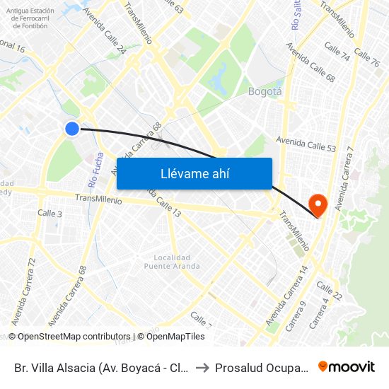 Br. Villa Alsacia (Av. Boyacá - Cl 12a) (A) to Prosalud Ocupacional map