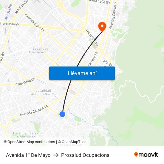 Avenida 1° De Mayo to Prosalud Ocupacional map