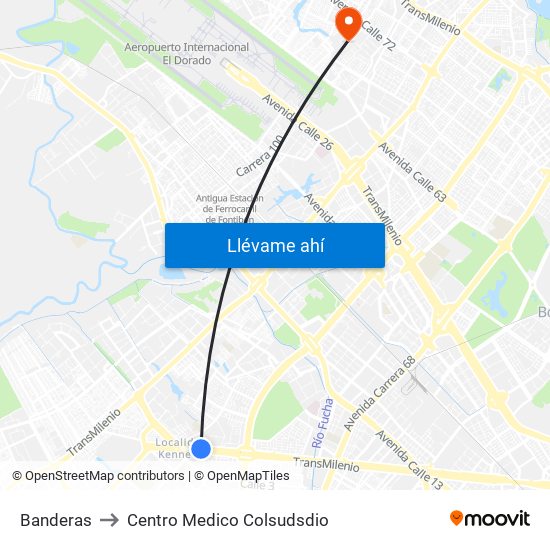 Banderas to Centro Medico Colsudsdio map