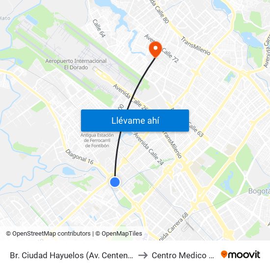 Br. Ciudad Hayuelos (Av. Centenario - Av. C. De Cali) to Centro Medico Colsudsdio map