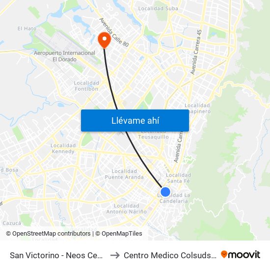 San Victorino - Neos Centro to Centro Medico Colsudsdio map