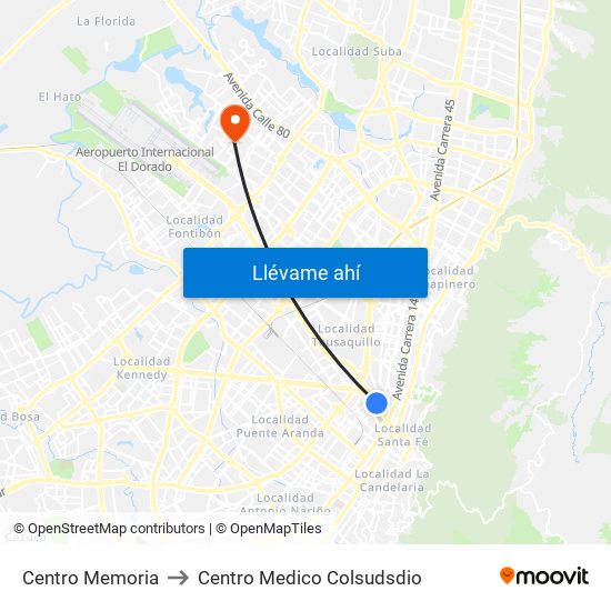 Centro Memoria to Centro Medico Colsudsdio map